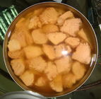 کنسرو ماهی تن با گوجه فرنگی طبیعی در بسته بندی روغن و آب برای غذا